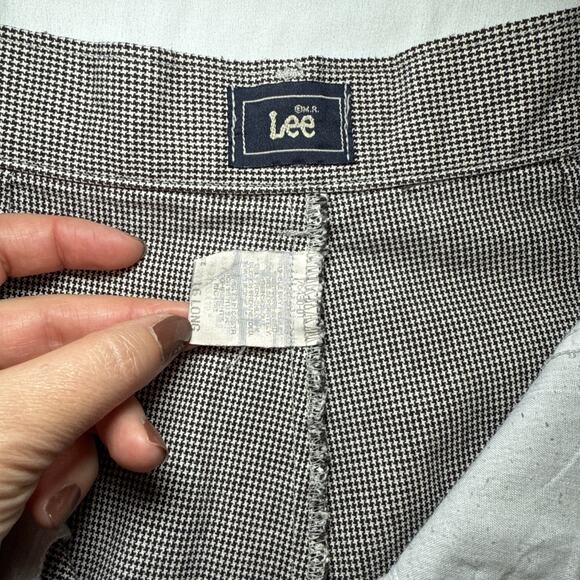 Vintage 80s Womens Lee Black White Houndstooth Checkered Pants 16L Tapered Fit - Picture 3 of 12